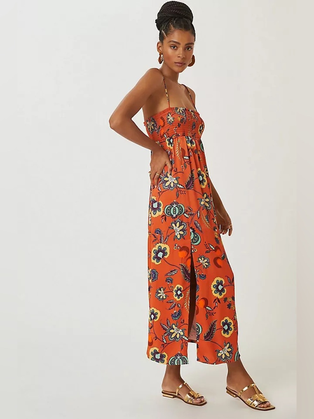 Anthropologie Maeve Floral Cross-Back Maxi Dress Size MP - Picture 2 of 12